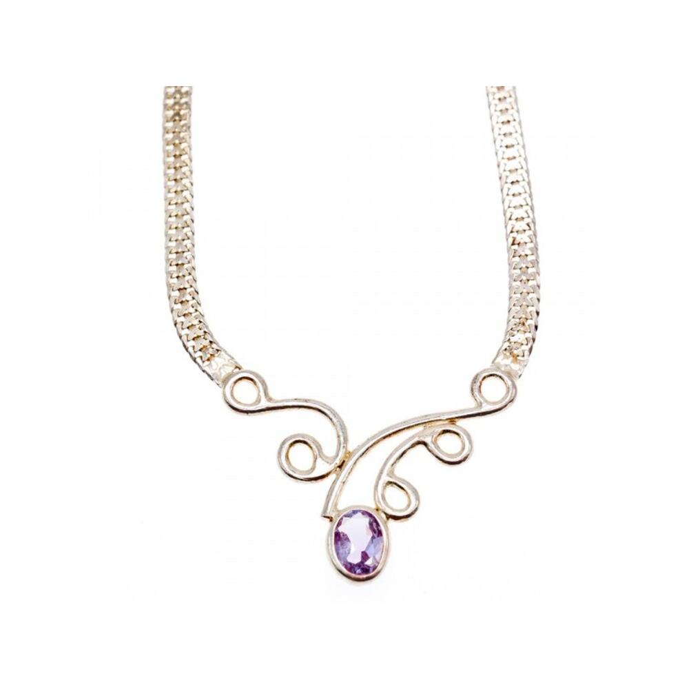 925 Sterling Silver Amethyst Necklace Italy